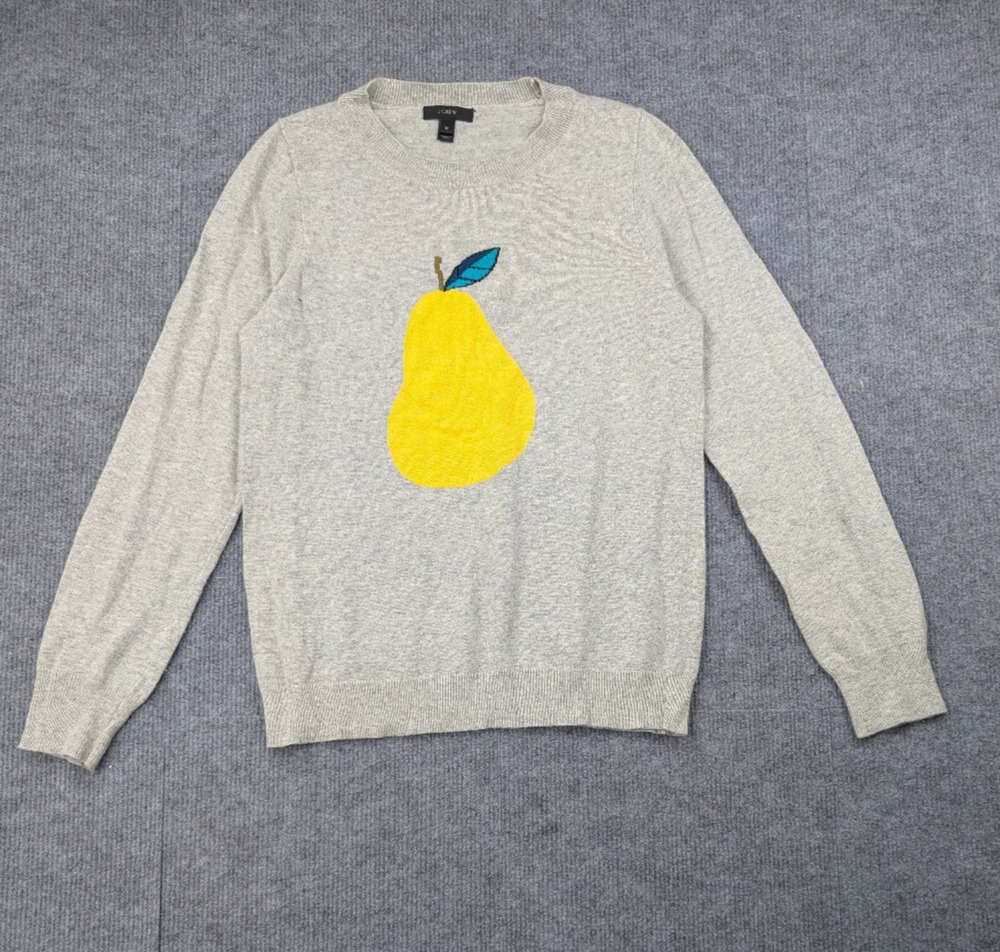 J Crew Novelty Sweater Womens Medium Pear Wool Rabbit Hair Kitschy Lightweight